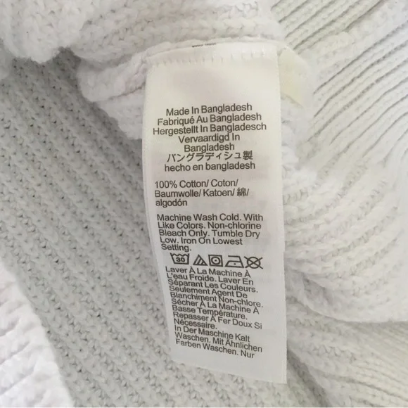 J. Crew White Organic Cotton Fisherman Knit Sweater Medium - Picture 8 of 11